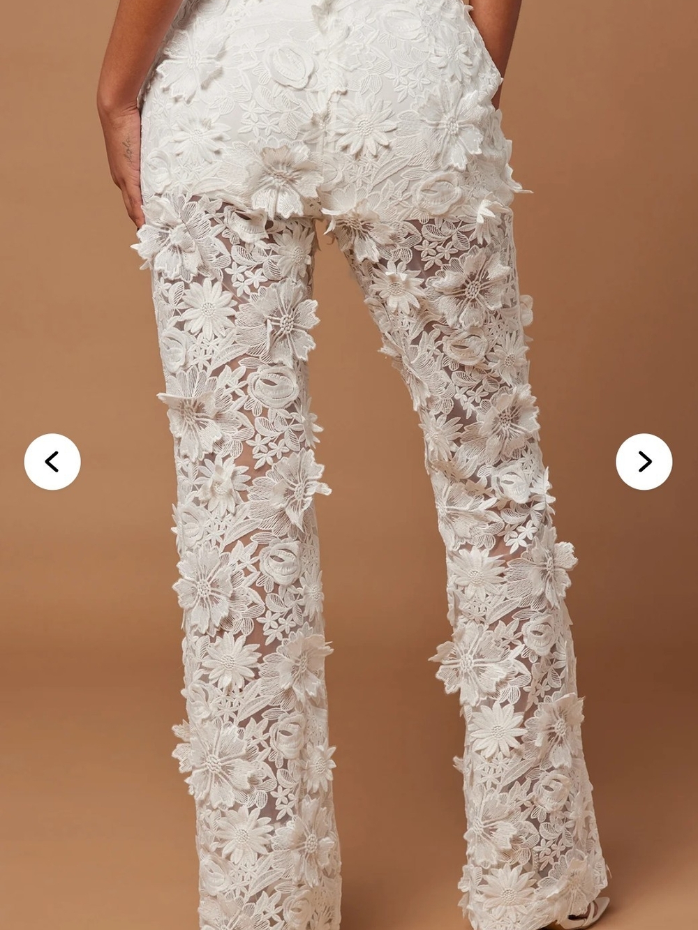 Elegant Fashion Nova Denise Embroidered Floral Pants - White - Picture 3 of 5